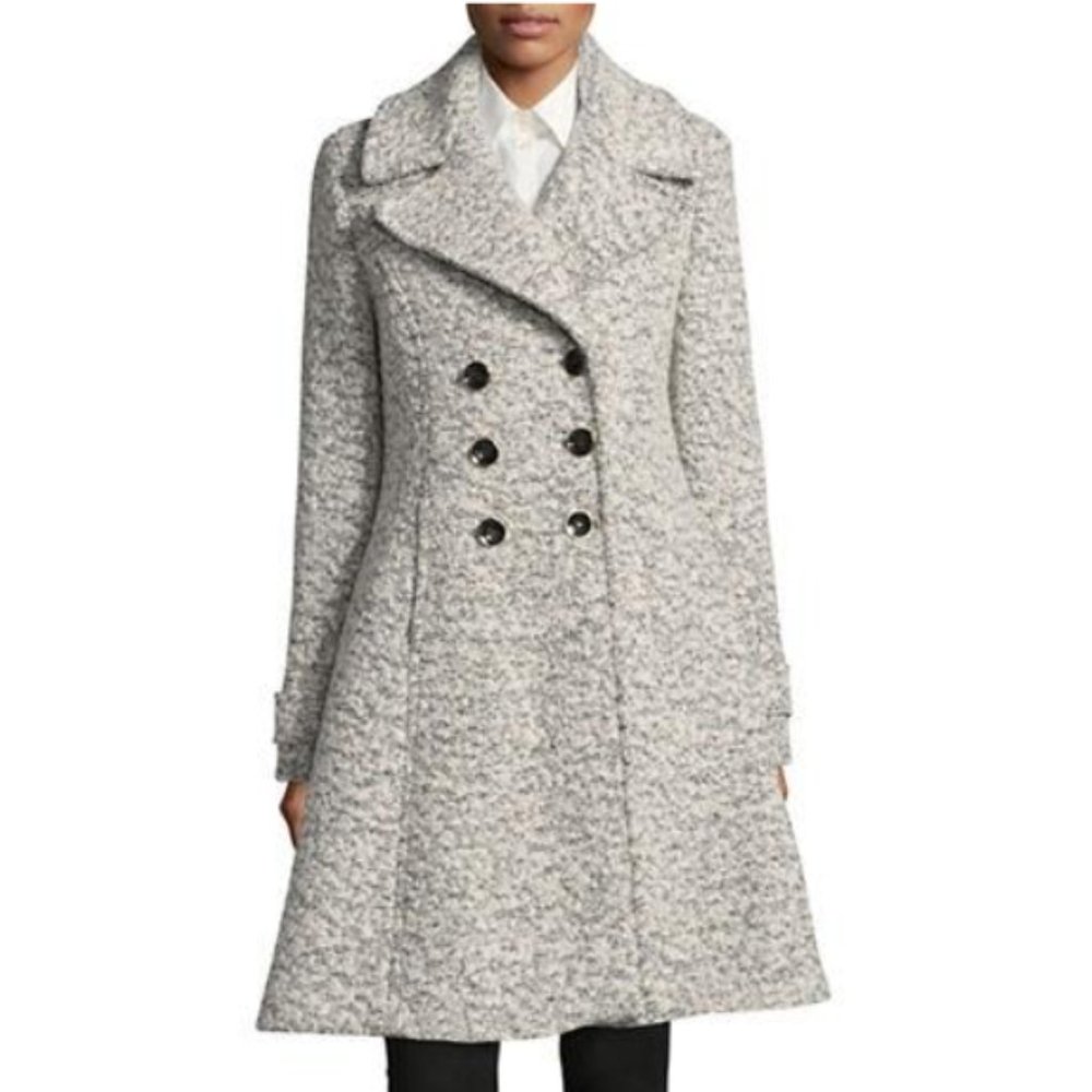 NWT Ivanka Trump Wool-blend Boucle Coat-black/white